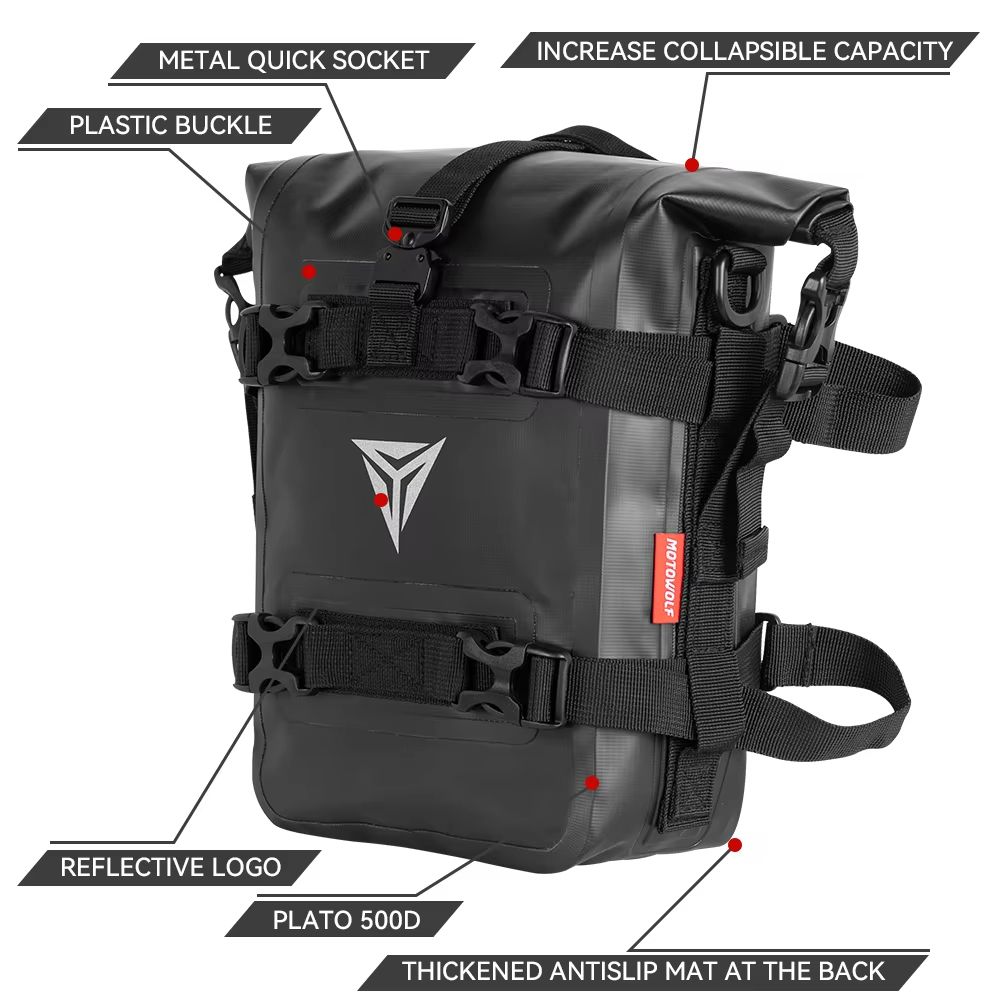 AdventureGuard 8L Waterproof Motorcycle Side Bag  Crash Bar Saddle Tool Pack 4
