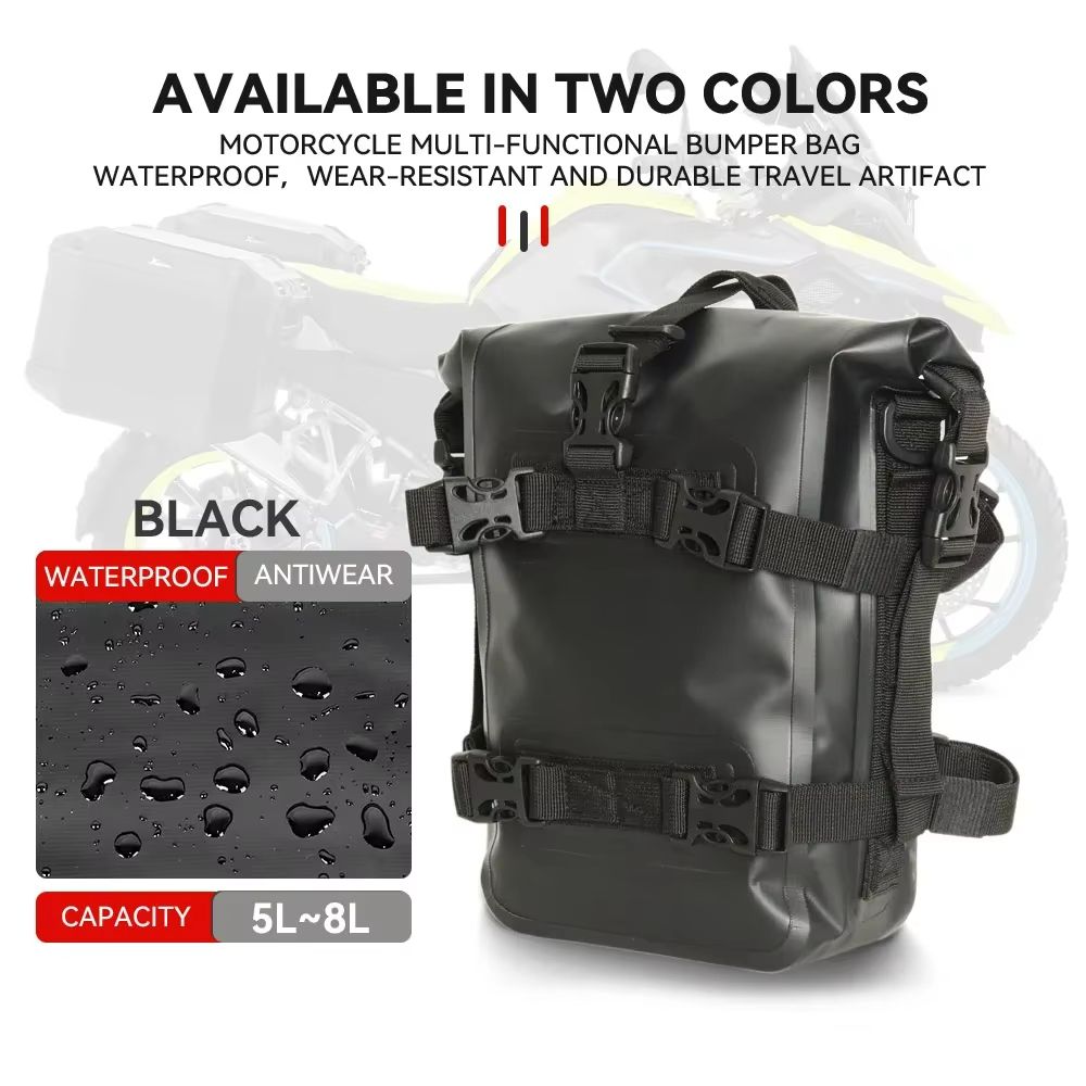 AdventureGuard 8L Waterproof Motorcycle Side Bag  Crash Bar Saddle Tool Pack 7