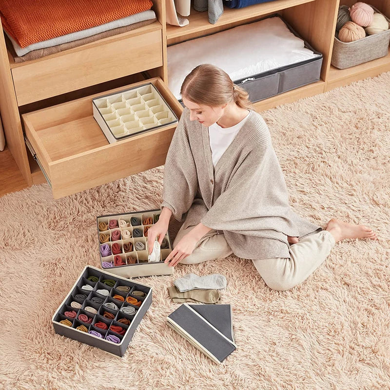 Foldable Closet Organizer Drawer Divider, Storage Box for Socks, Underwear Ties, Space-Saving Cabinet Organization Bins