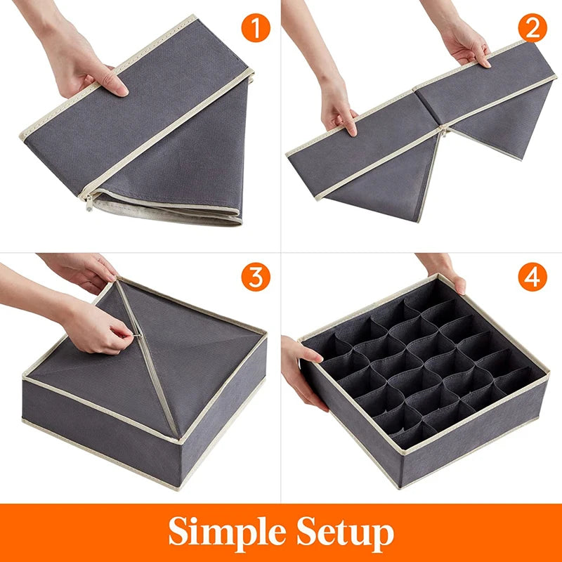 Foldable Closet Organizer Drawer Divider, Storage Box for Socks, Underwear Ties, Space-Saving Cabinet Organization Bins