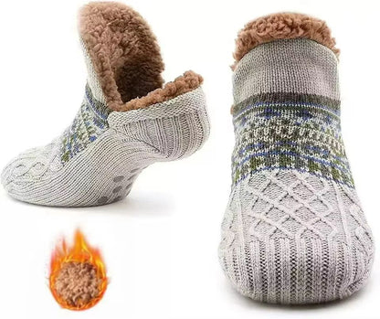 CozyGrip Fleece Lined Floor Socks – Non Slip Winter Comfort