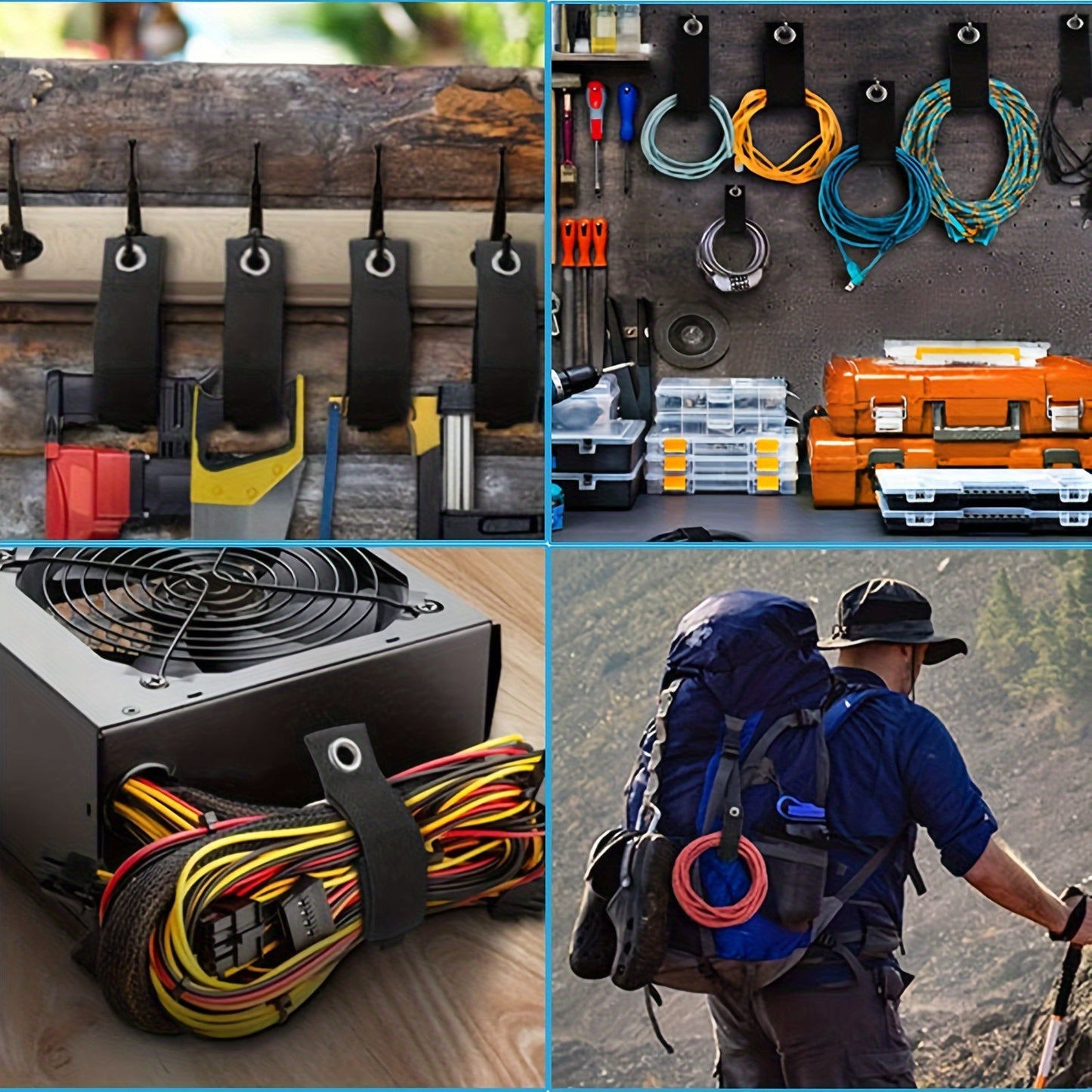 Heavy-Duty Storage Straps, Reusable Extension Cord Organizer, Cable Ties, Hose Storage Accessory Holder for Garage