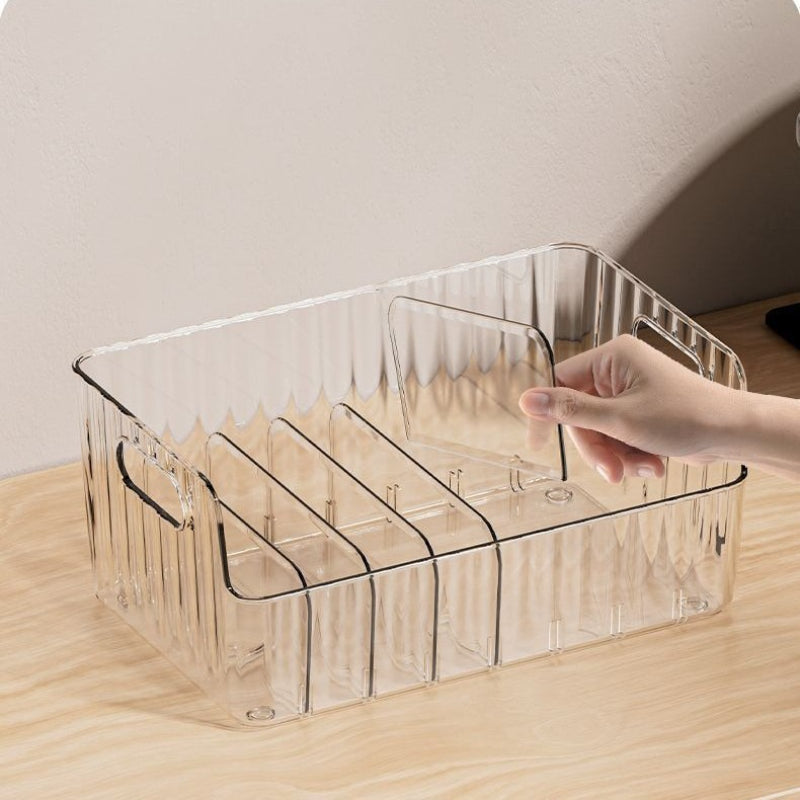 Large Capacity Spice Rack, Transparent Divided Cosmetic & Food Storage Box, Countertop Spice Shelf for Kitchen Pantry