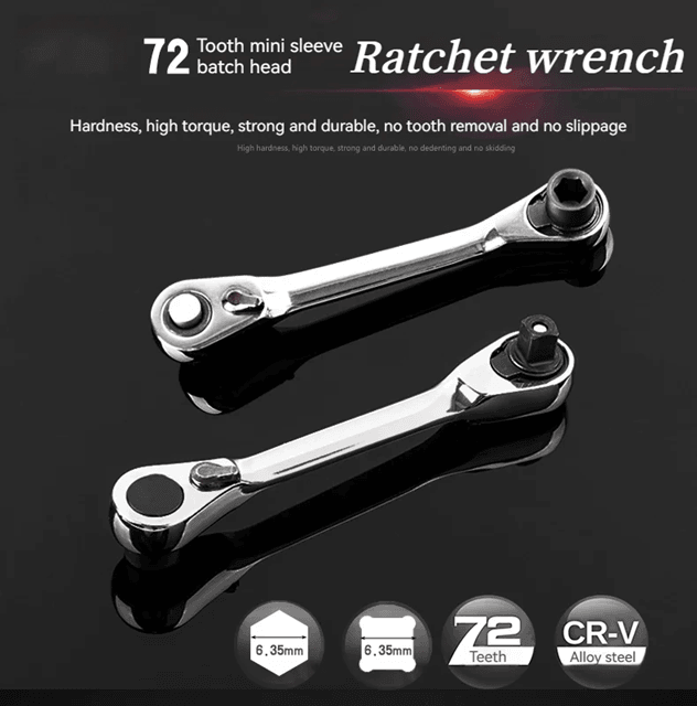 Compact 2in1 Ratchet Wrench and Screwdriver Bit Set