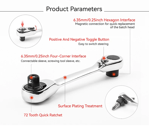 Compact 2in1 Ratchet Wrench And Screwdriver Bit Set 2
