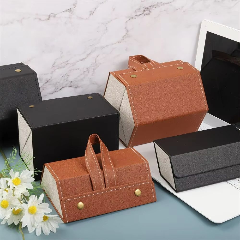 Elegant PU Leather Multi Grid Glasses And Jewelry Organizer Box 2