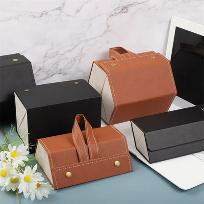 Elegant PU Leather Multi Grid Glasses And Jewelry Organizer Box 2