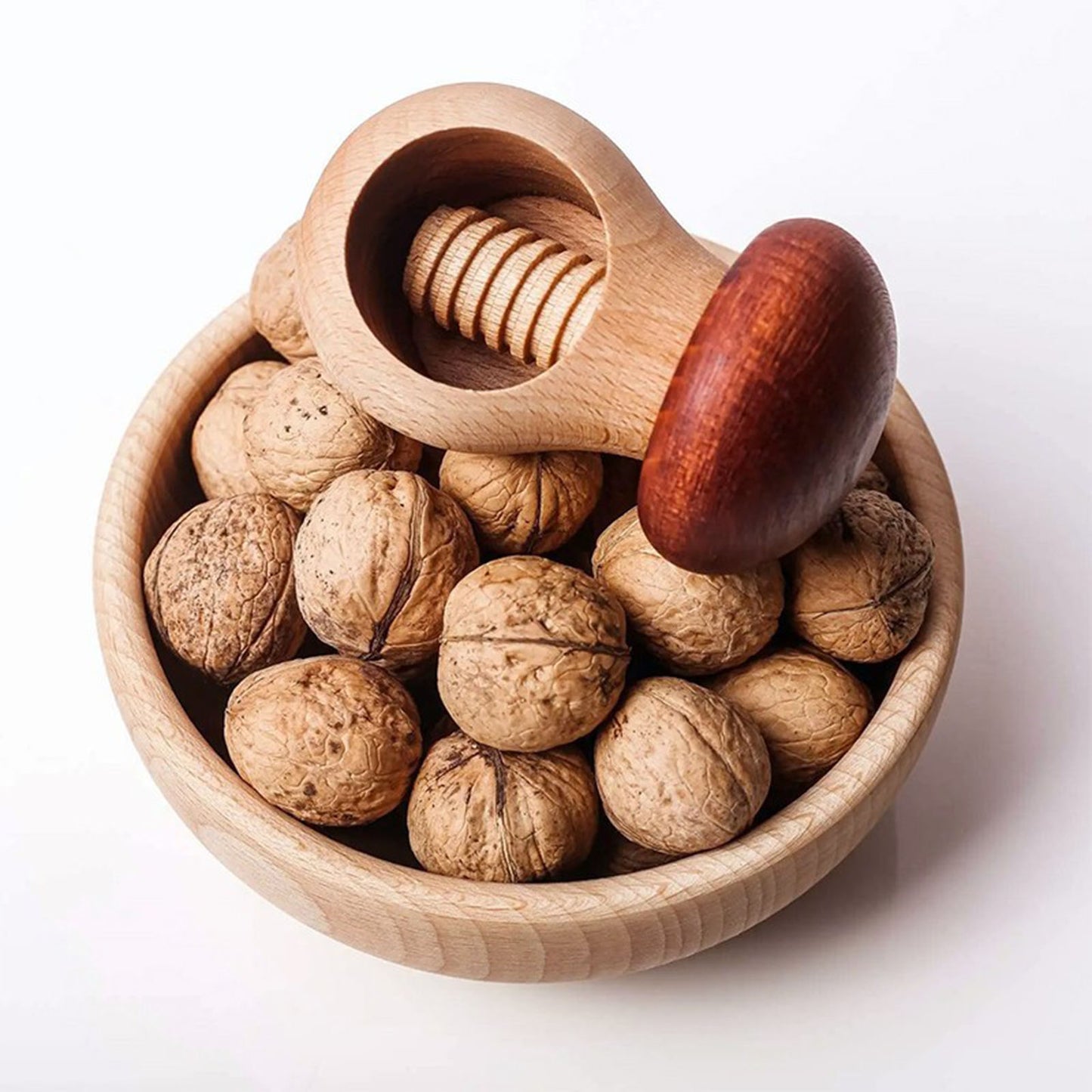 Adjustable Nut Sheller with Wooden Base, Mushroom Shaped Manual Walnut Opener, Nut Cracker Tool for Pecans Kitchen Use