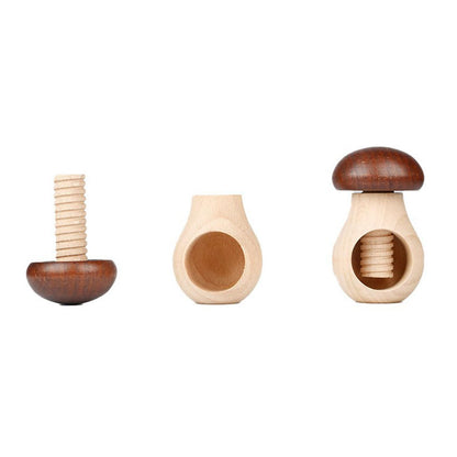 Adjustable Nut Sheller with Wooden Base, Mushroom Shaped Manual Walnut Opener, Nut Cracker Tool for Pecans Kitchen Use