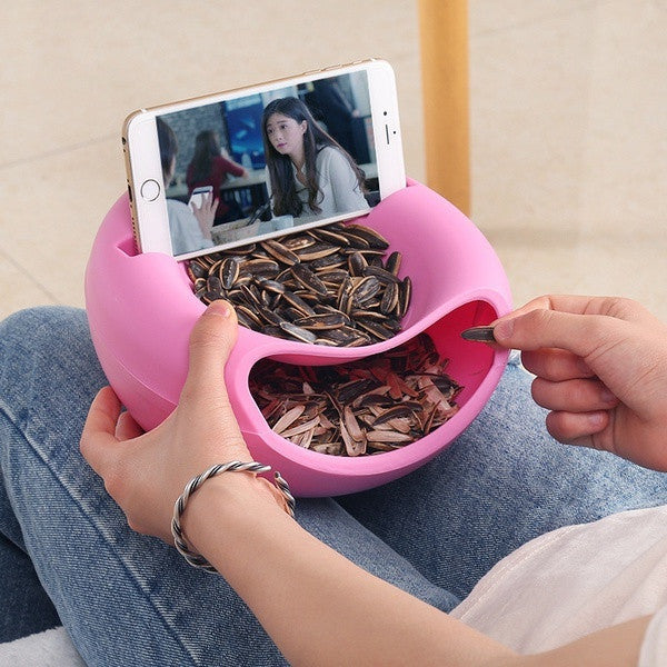 Creative Double-Layer Snacks Bowl, Nut Sunflower Seed Bowl with Shell Storage, Dry Fruit Containers, Snack Storage Box