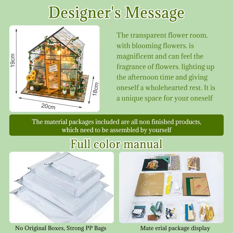 Enchanting DIY Flower House Miniature  Handmade 3D Puzzle Dollhouse Kit 4