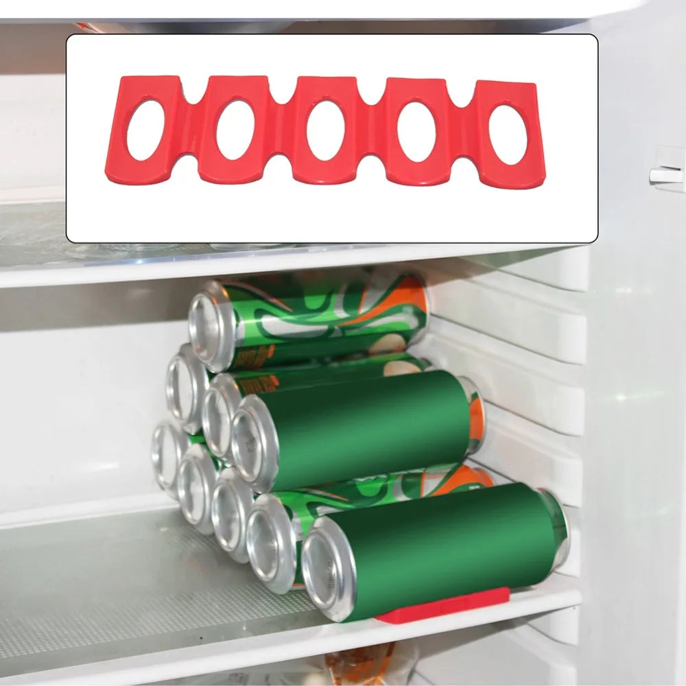 Red Silicone Fridge Can Beer Wine Bottle Rack Holder Mat – Anti-Skid Stacking Tidy Tool, Foldable Kitchen Organizer