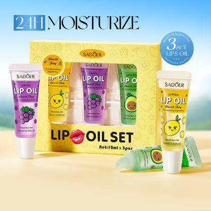 Crystal Jelly Lip Oil Hydrating, Cute Makeup Plumps Lip Gloss, Fruit Lip Balm Clear Serum, Lipsticks Cosmetics Sets