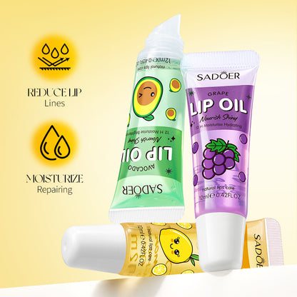 Crystal Jelly Lip Oil Hydrating, Cute Makeup Plumps Lip Gloss, Fruit Lip Balm Clear Serum, Lipsticks Cosmetics Sets