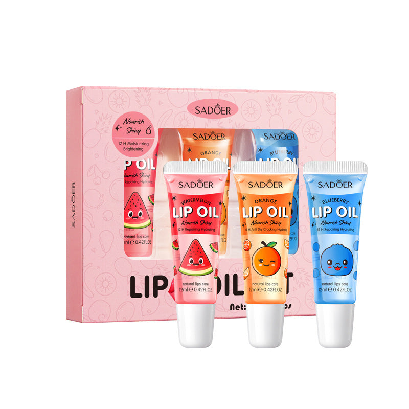 Crystal Jelly Lip Oil Hydrating, Cute Makeup Plumps Lip Gloss, Fruit Lip Balm Clear Serum, Lipsticks Cosmetics Sets