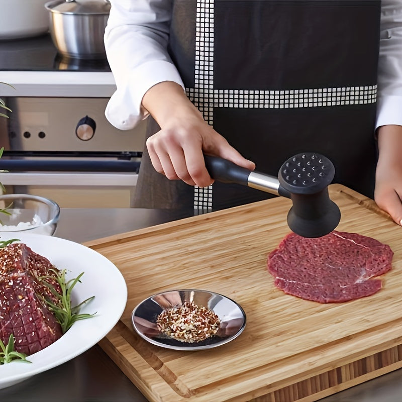 Double Sided Tender Meat Hammer, Loose Meat Mallet with Anti Slip Handle, Kitchen Tenderizer Tool for Meat Loosening