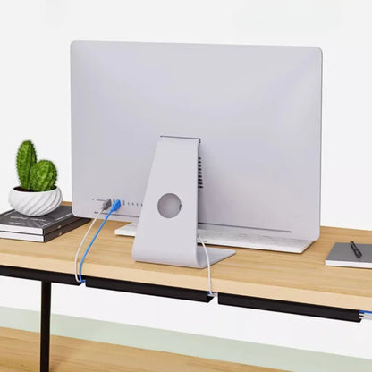 PVC Desk Cable Tray, Under Desk Cable Management, Wire Organizer Raceway & Cord Hider for Home Office