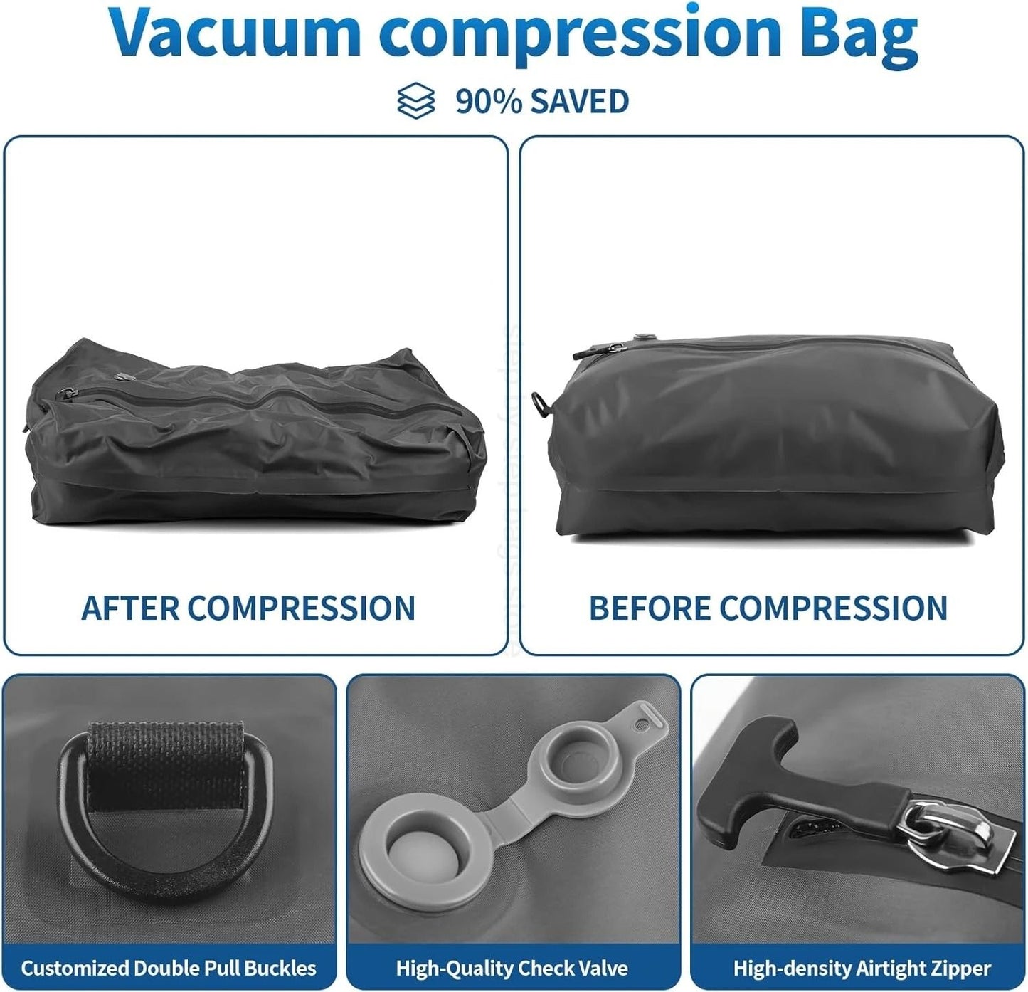 Travel Vacuum Compression Bag With Reusable Air Pump And Folding Storage Design 2