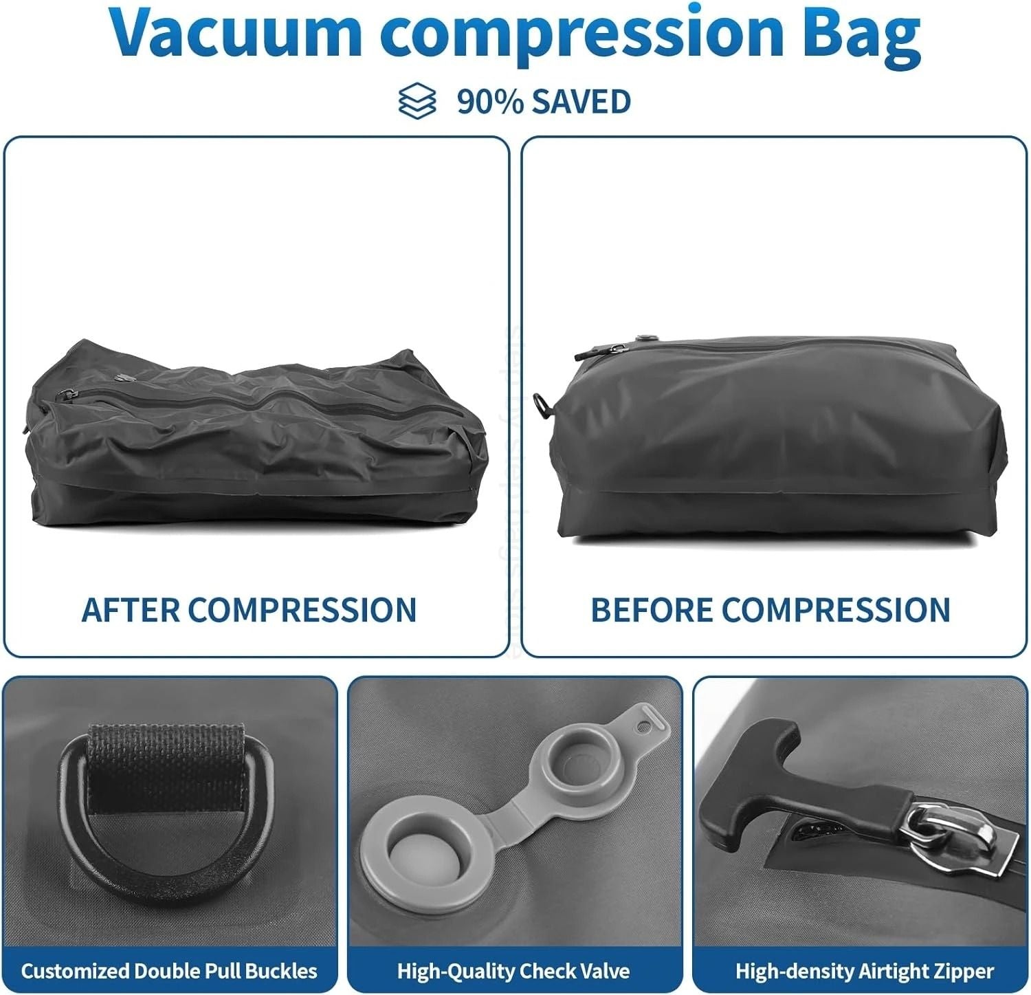 Travel Vacuum Compression Bag With Reusable Air Pump And Folding Storage Design 2