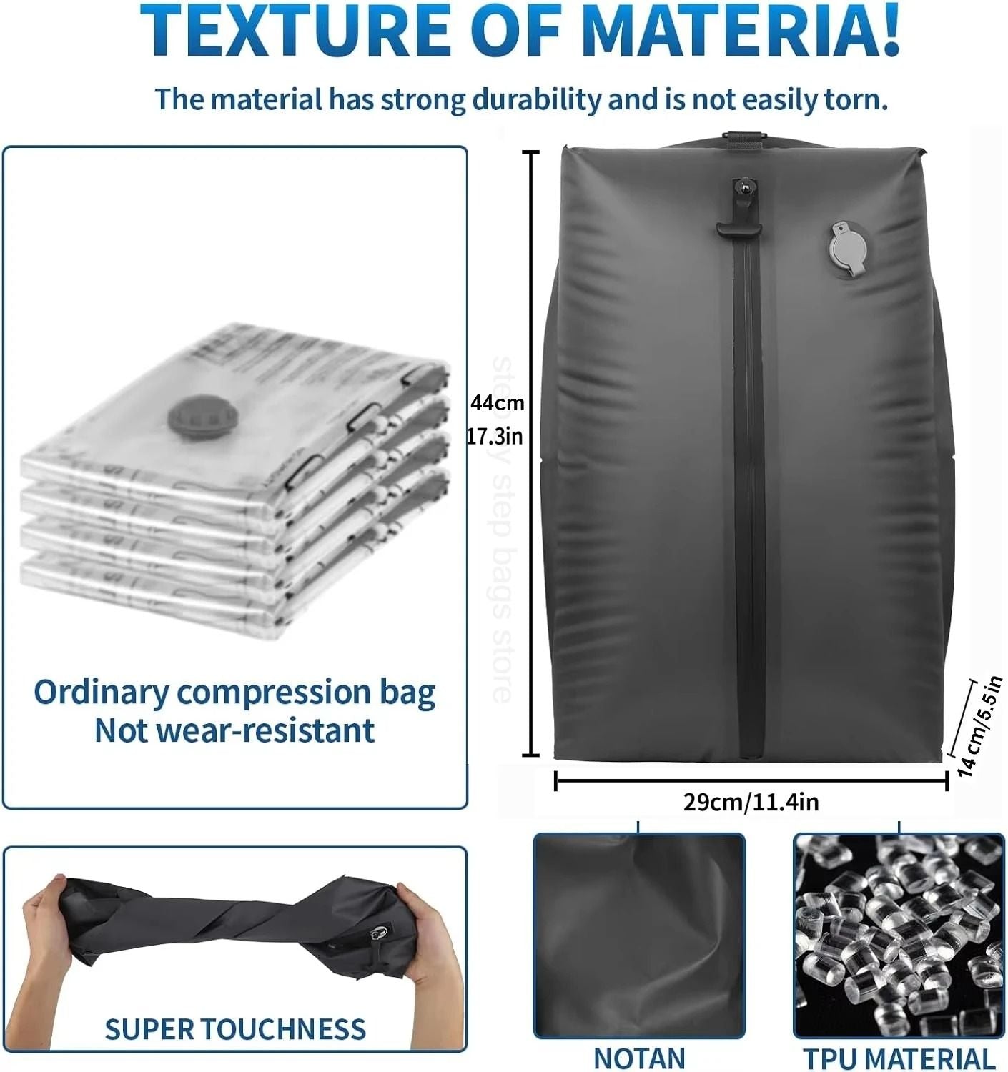 Travel Vacuum Compression Bag With Reusable Air Pump And Folding Storage Design 4
