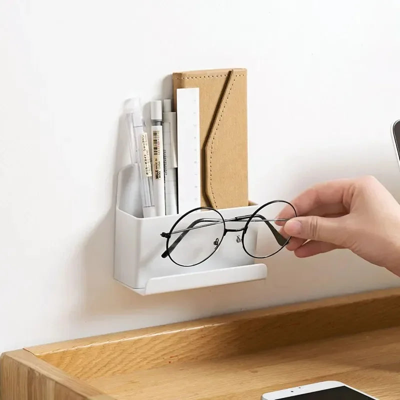 Multifunctional Punch Free Wall Mounted Storage Box, TV Air Conditioner Remote Control Organizer for Home, Office, Hotel