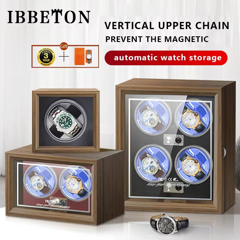 IBBETON EleganceWood Automatic Watch Winder  2 4 Or 6 Slots With Mabuchi Motor 1