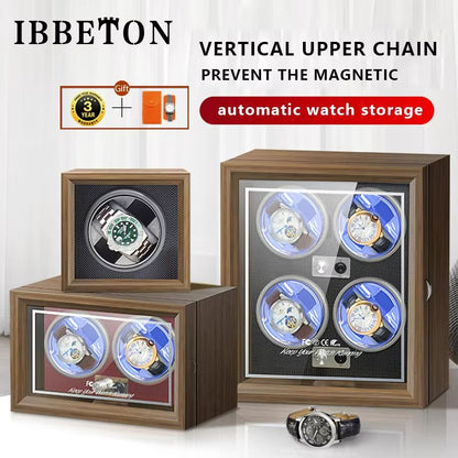 IBBETON EleganceWood Automatic Watch Winder  2 4 Or 6 Slots With Mabuchi Motor 1