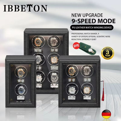 IBBETON EleganceWood Automatic Watch Winder  2 4 Or 6 Slots With Mabuchi Motor 2