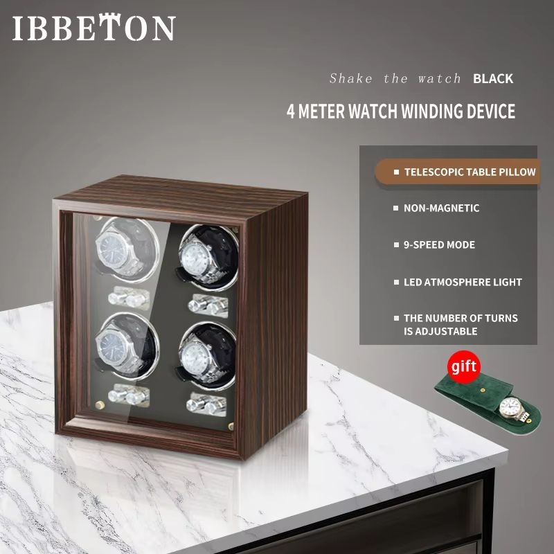 IBBETON EleganceWood Automatic Watch Winder  2 4 Or 6 Slots With Mabuchi Motor 10