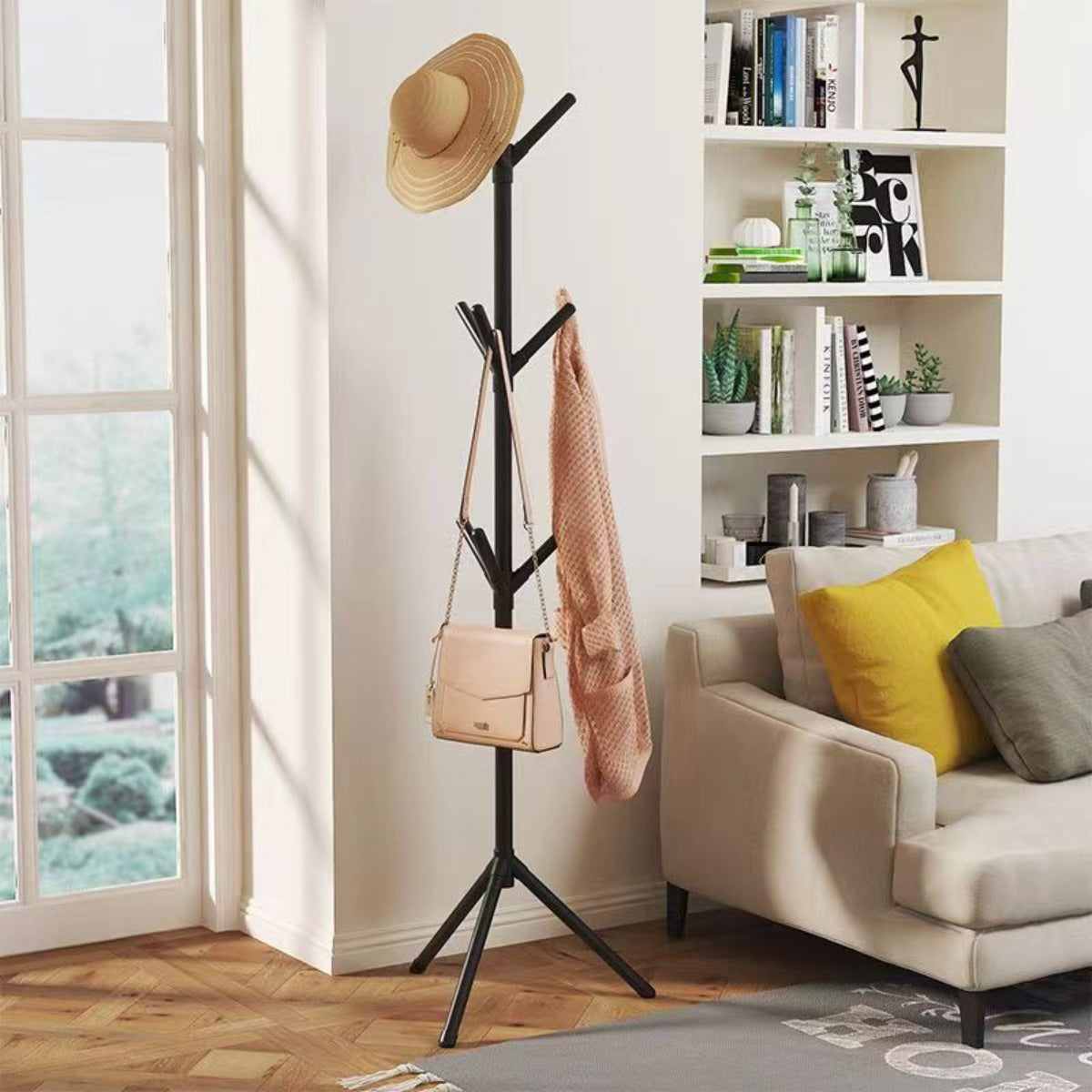 FloortoFloor Clothes And Hats Rack Vertical Tree Branch Coat Hook For Bedroom Hallway Hat Scarf Han 1