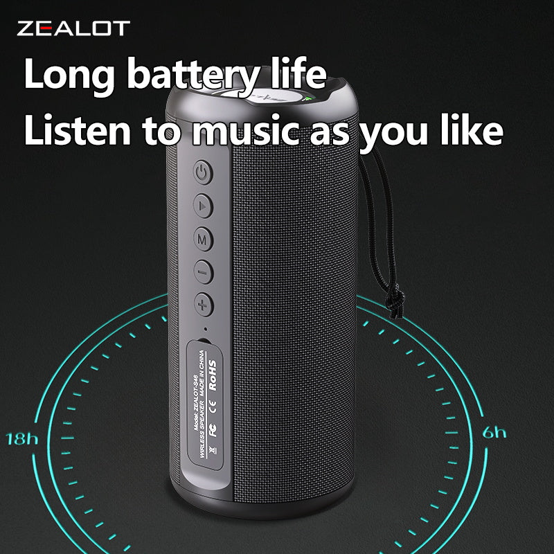 Wireless Speaker ZEALOT S46, 10W HiFi Sound, RGB Light, Dual Pairing, 1800mAh Battery, Bluetooth Speaker