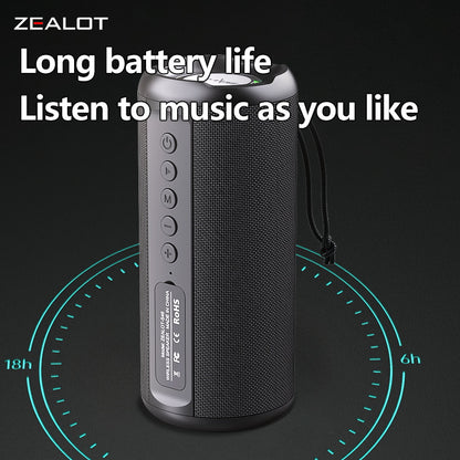 Wireless Speaker ZEALOT S46, 10W HiFi Sound, RGB Light, Dual Pairing, 1800mAh Battery, Bluetooth Speaker