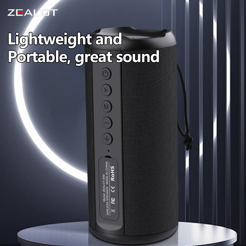 Wireless Speaker ZEALOT S46, 10W HiFi Sound, RGB Light, Dual Pairing, 1800mAh Battery, Bluetooth Speaker