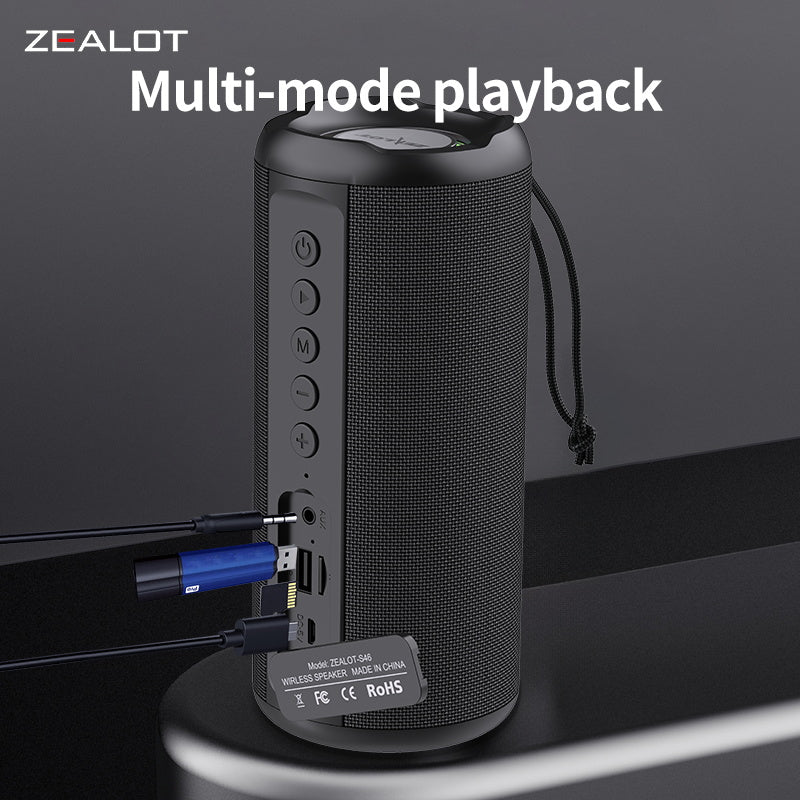 Wireless Speaker ZEALOT S46, 10W HiFi Sound, RGB Light, Dual Pairing, 1800mAh Battery, Bluetooth Speaker