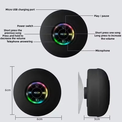 Portable Mini Waterproof Wireless LED Bluetooth Speaker With Suction Cup, Outdoor Sports, Bathroom Stereo Speaker