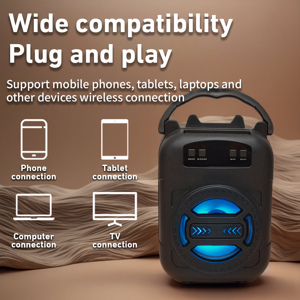 Portable Wireless Sound Box Subwoofers, New Bluetooth Speaker LED Light, Home Outdoor Square Dancing Speaker