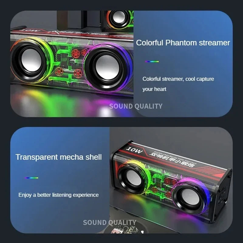 Xiaomi Bluetooth Speakers 5.3 V8 Mecha Subwoofer, RGB Stereo TWS Sound System, Mini Wireless Loudspeaker for Party