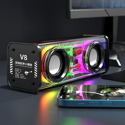 Xiaomi Bluetooth Speakers 5.3 V8 Mecha Subwoofer, RGB Stereo TWS Sound System, Mini Wireless Loudspeaker for Party
