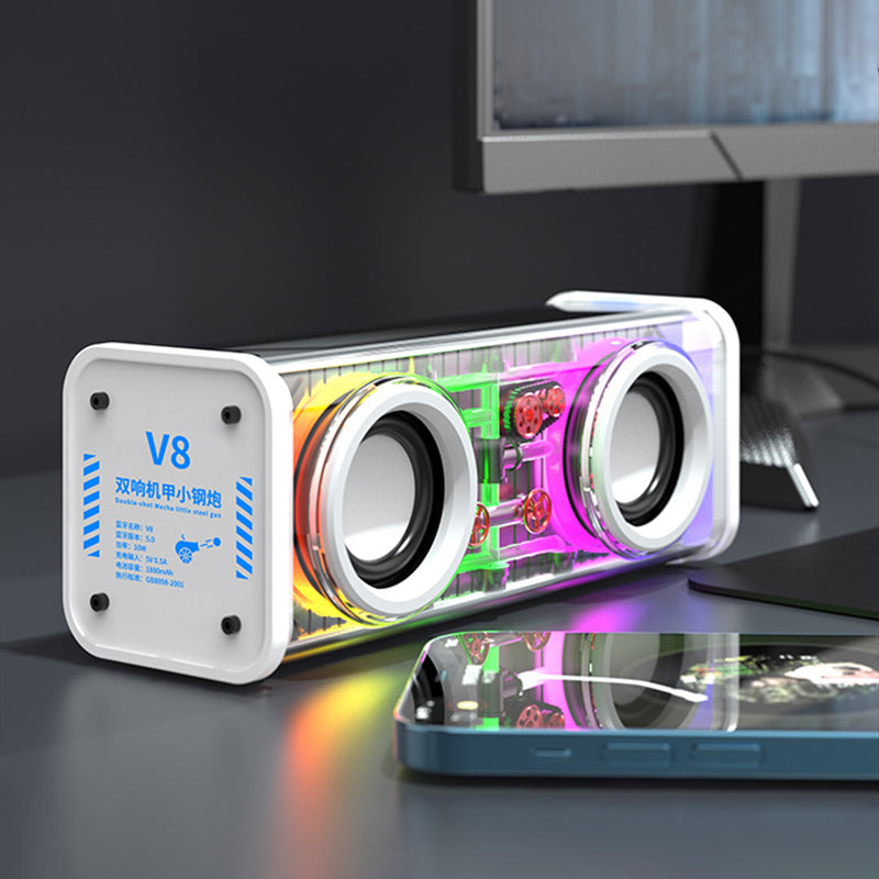 Xiaomi Bluetooth Speakers 5.3 V8 Mecha Subwoofer, RGB Stereo TWS Sound System, Mini Wireless Loudspeaker for Party
