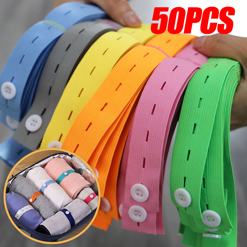 10-50pcs Elastic Bands with Button Hole, Nylon Webbing for DIY Craft, Sewing, Garment Trousers Storage Organizers