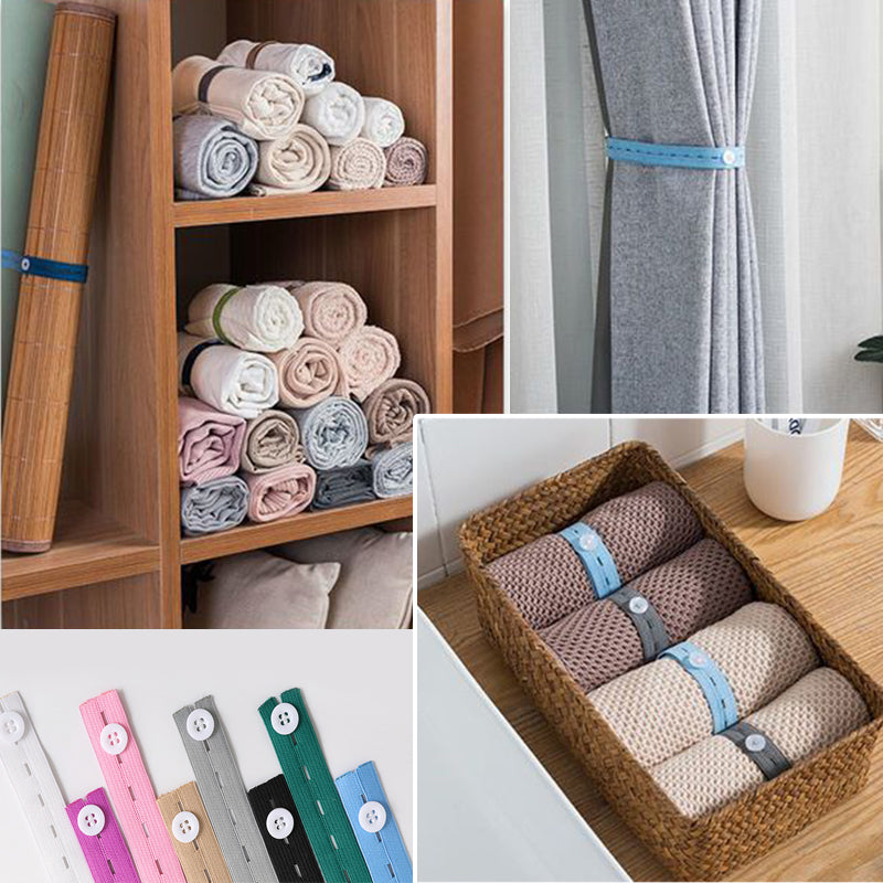 10-50pcs Elastic Bands with Button Hole, Nylon Webbing for DIY Craft, Sewing, Garment Trousers Storage Organizers