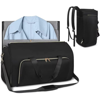 Foldable Large Capacity Travel Duffel Bag Expandable Garment Shoulder Backpack 6