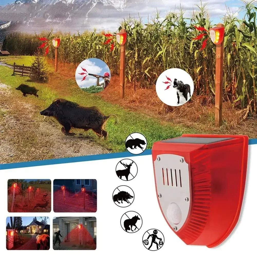 Solar Motion Sensor Alarm Light Outdoor Security Strobe