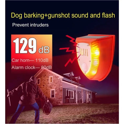 Solar Motion Sensor Alarm Light Outdoor Security Strobe 1