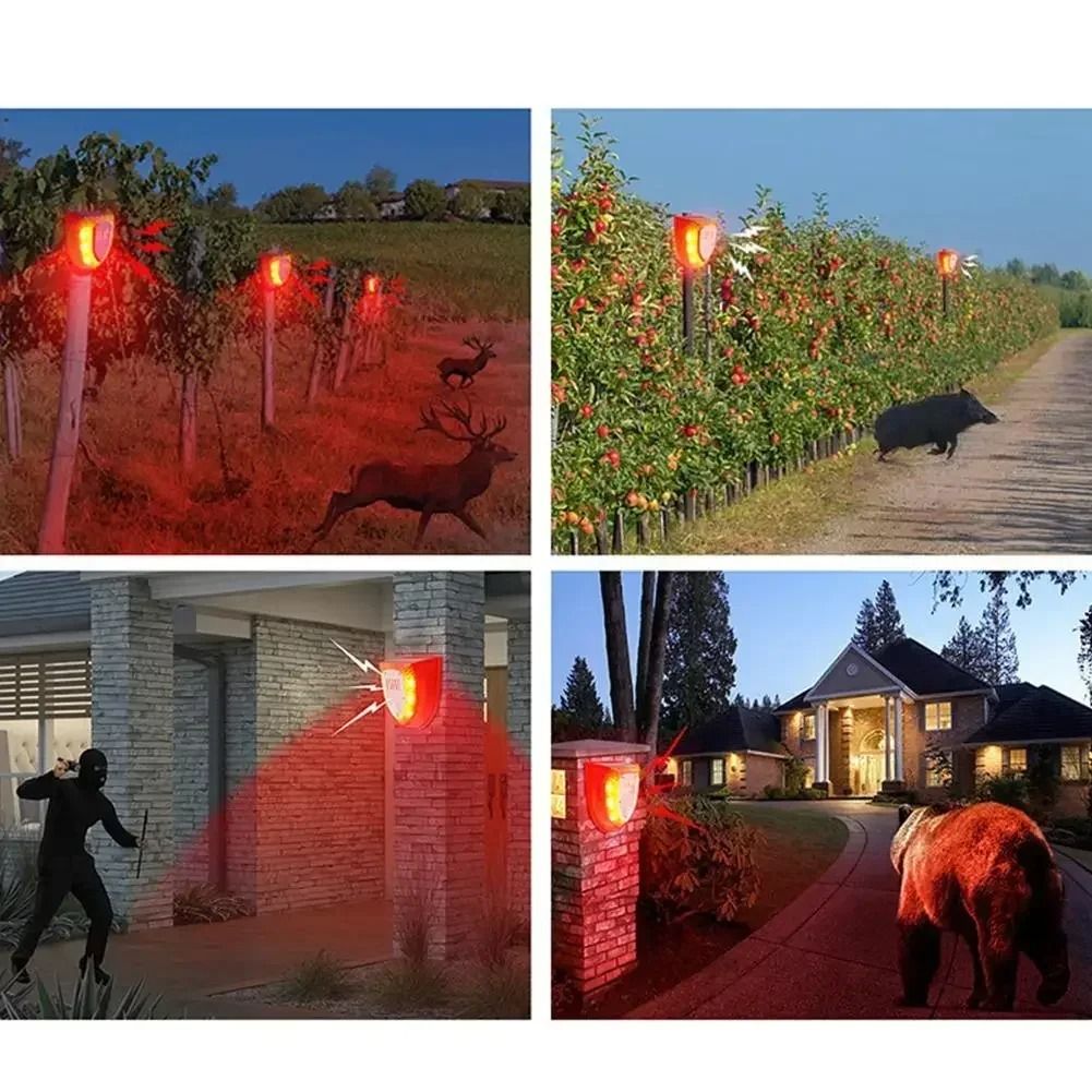 Solar Motion Sensor Alarm Light Outdoor Security Strobe 3