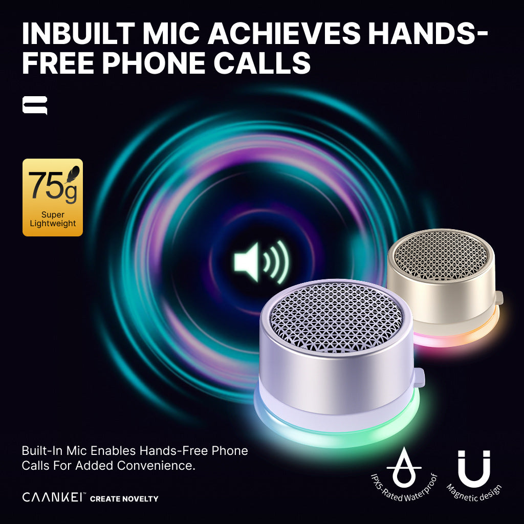 Portable Bluetooth Wireless Mini Speaker IPX5 Waterproof Magnetic Mount RGB Light for Biking Camping and Travel
