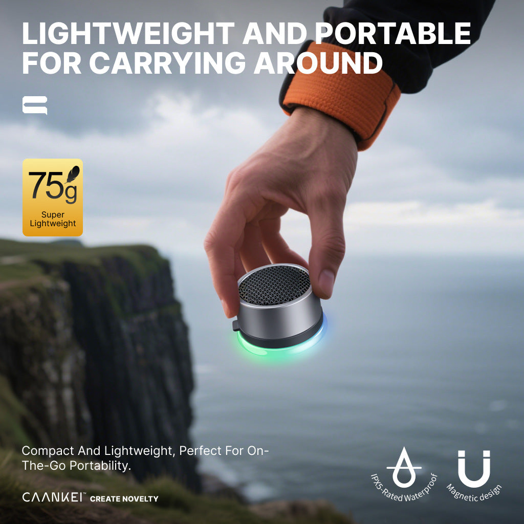 Portable Bluetooth Wireless Mini Speaker IPX5 Waterproof Magnetic Mount RGB Light for Biking Camping and Travel