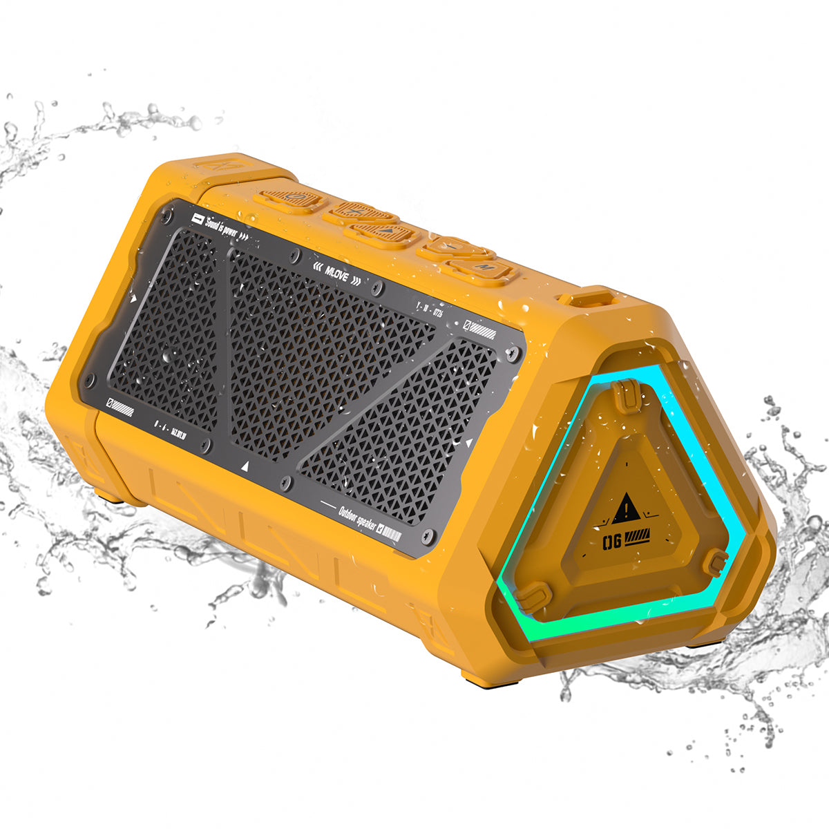 Output Power Bluetooth 5.3 Outdoor Speaker, IPX7 Waterproof, Stereo Sound, RGB Light, Micro SD Card