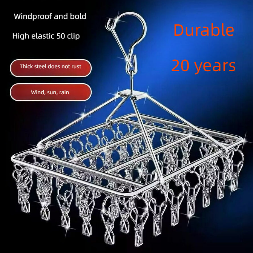 Premium Stainless Steel Windproof Clips, Heavy-Duty Clothespin for Laundry Hanger Clothesline Sock, Towel, Bra Drying