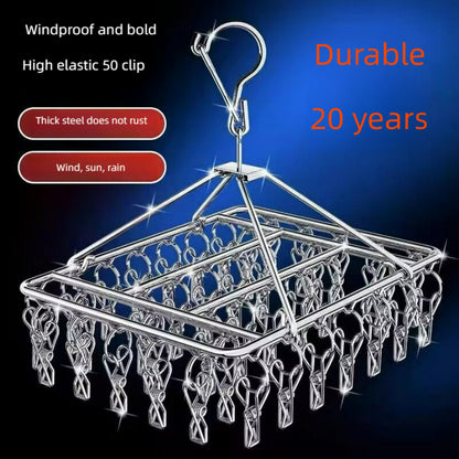 Premium Stainless Steel Windproof Clips, Heavy-Duty Clothespin for Laundry Hanger Clothesline Sock, Towel, Bra Drying